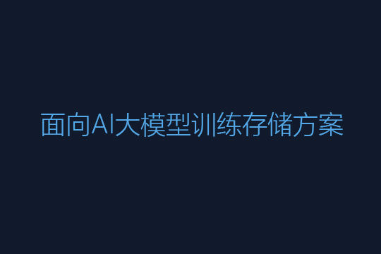 面向AI大模型训练存储方案