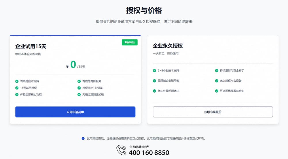15天完整功能免费试用